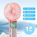 2 x JZCreater Mini Handheld Fan, Portable Rechargeable Fans, Quiet 4 Speed, 2in1 Battery Operated USB Desk Fan, Small Folding Stand Electric Fan for Travel Outdoor Home Office Makeup, Gift for Women (Pink)