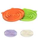 Slow Feeder Cat Bowl, Easy to Clean Silicone Bowl, Ideal for Dry and Wet Food (Orange and Cyan)