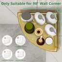 Corner Shower Canddy, 2 Pack Adhesive Gold Shower Organizers, Rustproof Stainless Steel Shower Shelves with 4 Hooks, No Drilling Shelves for Bathroom Storage & Home Decor