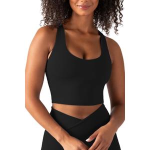YITTY Active Sports Bra Tank, Tank Top for Women with Built-in Bra, Racerback, Removable Cups, Low-Impact Yoga and Gym (Large, Iconic Black)