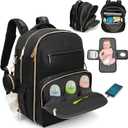 Large PU Leather Diaper Bag Backpack Set (3-Piece) Baby Bag with Large Changing Pad, Insulated Warm/Cool Bottle Pockets Organization, Newborn Essentials Travel Gift for Mom & Dad, Best Baby Shower