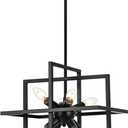 Yiisem Modern Small Black Chandelier, 8-Light Farmhouse Geometric Pendant Lighting Fixtures, Industrial Lantern Hanging Chandelier for Kitchen, Dining Room, Foyer, Entryway