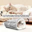 Cat Tunnels for Indoor Cats,Kitty Pad with Two Balls,Warm Cats Tube,Washable Cat Mat with Cat Toys (Gray, M)