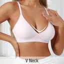 Deep V Neck Wirefree Bra for Women Seamless Bralette Soft Sleeping Wireless Push Up Bras for Women Lavender S (S)