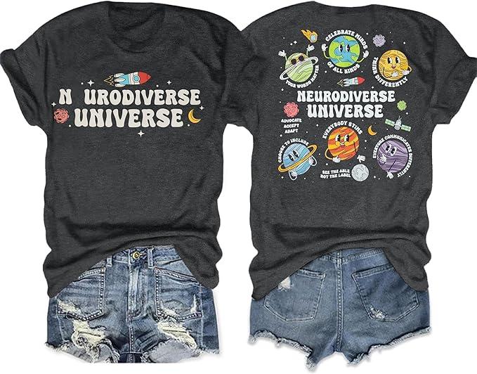 Autism Awareness Shirt Women Autism Shirts Autism Acceptance Tshirt Neurodiversity Mental Health Short Sleeve Top Dark Grey
, S
