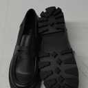 DREAM PAIRS Women's Loafers, Lug Sole Slip On Platform Chunky Penny Loafers for Women Dressy and Work, Business Casual Shoes for Women (9.5, Black-pu)