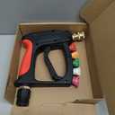 DUSICHIN Power Washer Gun Short Wand With Color-coded Tip Holder on Handle, 5 Tips Car Wash Spray Gun M22-14mm Inlet, High Pressure On Pressure Washers, Garden Hose Adapter for Low Pressure Use