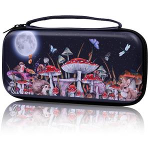 WtallasiSei Mushrooms Moon Butterfly Carry Case Compatible With Nintendo Switch Lite And Switch Oled, Hard Portable Travel Storage Bag For Accessories Console Games
