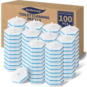 100 Count Toilet Bowl Wand Refills, Disposable Toilet Cleaner Refills, Disposable Wand Heads Compatible with Clorox and the Most Toilet Brushes