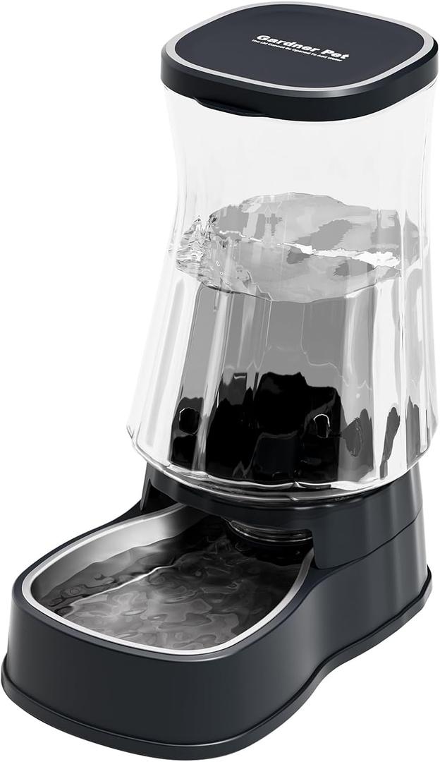 Gardner Pet Automatic Dog Water Dispenser Gravity Stainless Steel Water Waterer Feeder, 100% BPA-Free Large Capacity Water Feeding Bowls for Medium & Large-Sized Dogs Cats Other Pets-(1.6 Gallon) (Dark Gray)