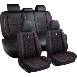 Car Seat Covers Fit for Honda Civic 2000-2026, Leather Seat Covers for Car, Waterproof Non-Slip Durable Car Seat Protector(5 Seats,Black Red)