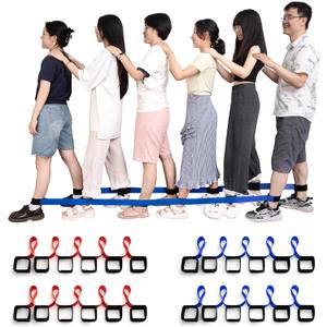 Three Legged Race Bands, 2 Sets, Team Building, 3 Legged Race Bands, Outdoor Party Group Game for Kid Adult, Cooperative Team Race for Birthday Party, Relay Race, Field Day, Backyard Activity Game (Red Blue)