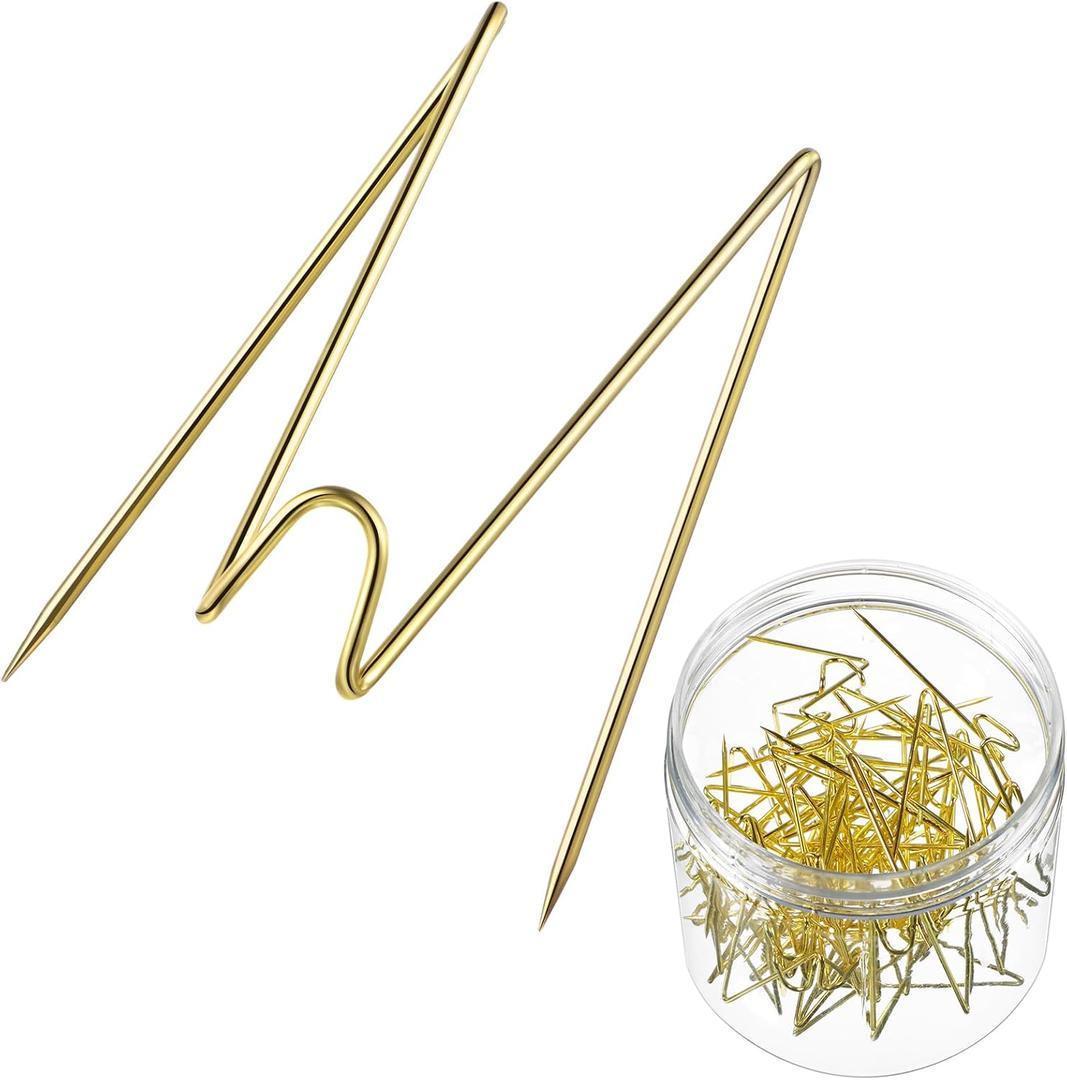 Geyoga Fabric Panel Wall Wire Hooks Cubicle Hooks with Clear Storage Box for Interior Exterior Decor for Picture Home School Office DIY (Gold,36 Pcs)