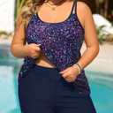 Plus Size Tankini Swimsuits - Women Two Piece Tankini Top with Shorts Flowy Swimsuit 2025 Bathing Suits, 28W