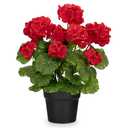Briful Artificial Geranium Potted Plant – 16” Tall, Realistic Silk Flowers with Vibrant Green Leaves, Red Geraniums Fake Flowers for Outdoors Valentine's Day Home Décor, Farmhouse Office Tables Decor