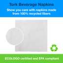 Tork White Beverage Napkin, 1/4 Fold 1-ply, 9.4" x 9.4", 8 x 500 napkins, B1141A