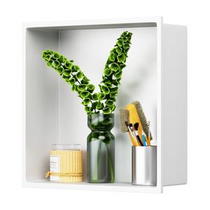 Greenspring 12" X 12" Shower Niche Insert Tile Ready, Niche for Shower Wall, Stainless Steel Recessed Shelf No Tile Needed for Bathroom Storage, White