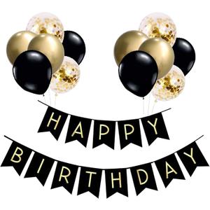 Black Gold Happy Birthday Banner Perfect for Party Decorations