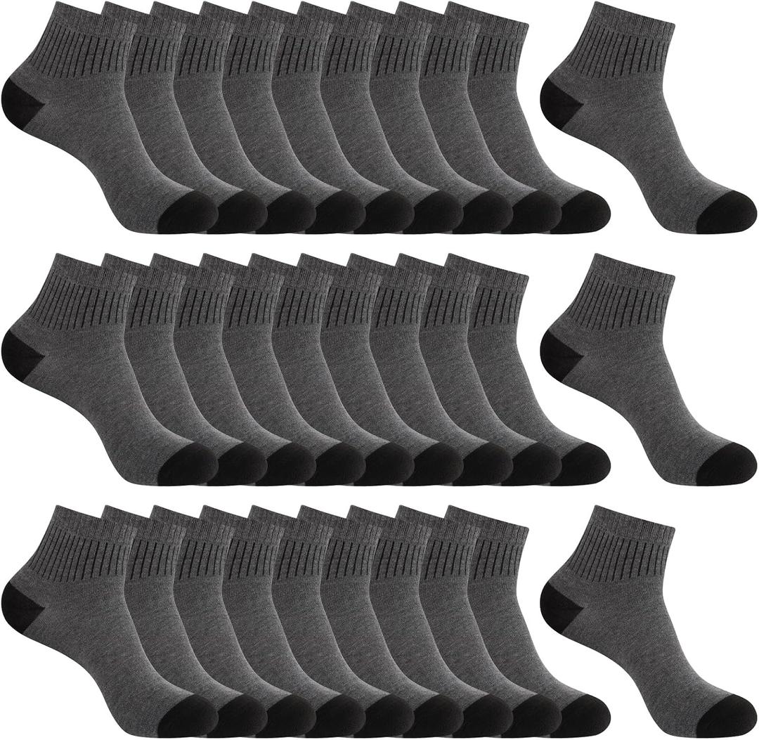 30 Pairs Ankle Socks For Men - Lightweight Mens Socks Size 9-12 Thin Casual Quarter Bulk Socks