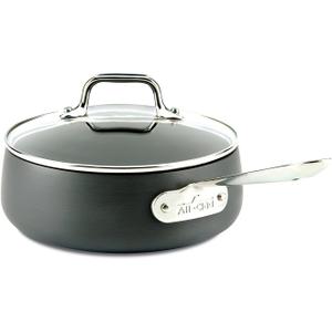 All-Clad HA1 Hard Anodized Nonstick SaucePan 2.5 Quart Induction Oven Broiler Safe 500F, Lid Safe 350F Pots and Pans, Cookware Black