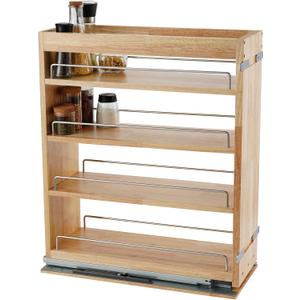 DINDON Pull Out Spice Rack Organizer for Cabinet, (5" W x 21.9" D x 25.2" H) Multi-Use Wood Pull Out Cabinet Organizer Slide Out Shelf Cabinet Storage for Kitchen, Pantry Organization
