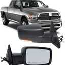 Right Passenger Side Mirror Compatible with 2013-2018 Dodge Ram 1500 2500 3500 Mirrors with Heated Tuning LED Signal Puddle Lamp Power Fold Textured Black(9+2Pins), Right Passenger Side-11 Pins