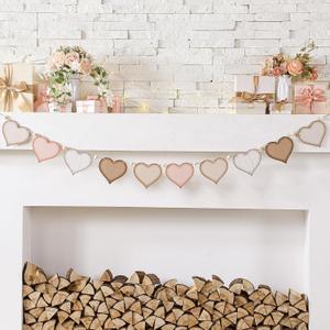 Cinnvoice Garland Bow Banner Themed Party Decorations Cute Hanging Ornaments for Home Mantel Fireplace Window(Heart,Retro Color)