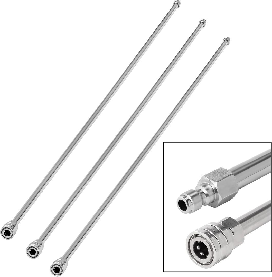 RIDGE WASHER Pressure Washer Wand Extension, 180 Inch Replacement Lance, Stainless Steel Power Washer Extender, 1/4' Quick Connect Fitting, 4000 PSI (3 Wands 60" Each)