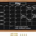 Calendar Chalkboard, 17.7" * 23.6", Magnetic Surface Rustic Brown Solid Pine Wood Frame Chalk Board for Planning/School Timetable/Memo, Hanging Board for Office, School and Home(YLHB-QZ-4560)