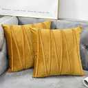 NianEr Euro Oversized Large Decorative Velvet Throw Pillow Covers Sofa Accent Couch Pillows Set of 2 for Bed Square Pillow Cases 26 x 26, Gold
