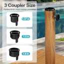 Patio Umbrella Base 43lbs Outdoor Umbrella Stand with Wheels, Heavy Duty Square Concrete Stand Market Umbrella, Teak
