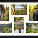 4x6 Picture Frame Collage 6 Openings, Multi Photo Collage Frame 11.5x17.5 Gallery Wall Decor Wooden, Black Frame with White Mat, Wood