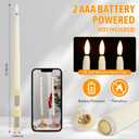 Baquler 50 Pcs Flameless Taper Candles Battery Operated Bulk 12.4 Ivory LED Taper Candles Flickering LED Candlesticks for Wedding Advent Halloween Christmas Party Decor