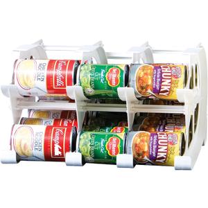 FIFO Countertop Mini Can Tracker Holds 30 Standard 10-24 Oz Can Sizes, White| Stackable & Adjustable Can Organizer for Pantry, USA Made, White