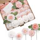 Ling's moment Artificial Flowers, 25Pcs 3" Roses in Shimmer Peach Shades, Realistic DIY Foam Floral Fill for Wedding Bouquets/Centerpieces, Outdoor Party Backdrops, Room/Table, Garden/Pot Decorations (Shades of Pink)