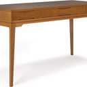 SIMPLIHOME Harper Desk - 60 Inch Wide Solid Hardwood Writing Desk in Light Golden Brown, Mid-Century Modern Home Office Computer Table for Study with 2 Drawers and Flip-Down Keyboard Tray