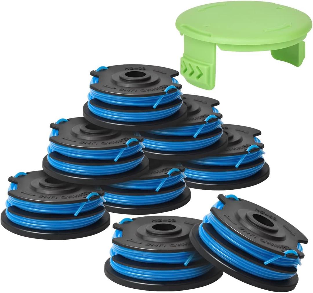 Weed Eater Dual Line String Trimmer Replacement Spool for Greenworks .29082/29242 065-Inch Dual LineCompatible with Greenworks Models 21212 and 21272 8 Spools, 1 Cap