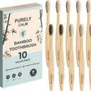 Bamboo Toothbrushes Set 10-Pack (8 Standard + 2 Charcoal Bristle) 2 Dental Floss as a Bonus - Eco-Friendly, Biodegradable Soft Bristle Toothbrush, Wooden Toothbrush for Adults & Kids