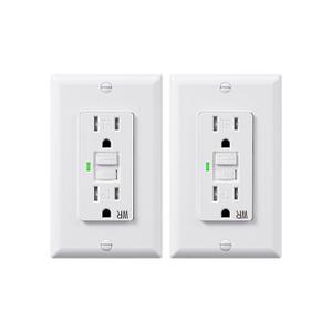 DEWENWILS 2 Pack 15 Amp GFCI Outlet, Self-Test GFI Receptacles with LED Indicator, Tamper Resistant & Weather Resistant, Wallplate and Screws Included, UL Listed, White
