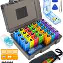 Monthly Pill Organizer 3 Times a Day Yonlog Large Medicine Box with Weekly Travel Bag, Pill Cutter, Easy-Open Pick, Pill Taker Tool, and 2 Medication Stickers (Black, 3 Times a Day)