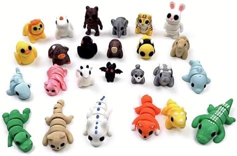 Fachui Nya 3D Printed Articulated Animal Toys – Bulk Set of Movable Mini Figurines | Cute Desk Pets | Party Favors, Classroom Prizes, Stocking Stuffers | Eco-Friendly PLA (25Pcs)