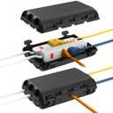 Outdoor Waterproof Electrical Box, 2 Pack Large Extension Cord Cover Protector Plug Connection Cable Safety Box IP54 Water-Resistant for Power Strip, Holiday Light and Decorations, Black