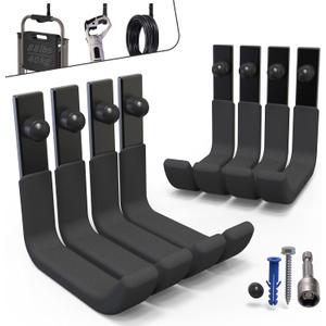 8 Pack Garage Storage Hooks, Ladder Hangers, Steel Wall Mount Hooks, Utility Hooks for Hanging Heavy Duty Shed Tools, Ropes, Garden Hoses, Shovel, Bulk Items, etc.88lbs, 4Inch (Black)