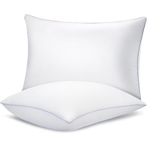 Bed Pillows for Sleeping 2 Pack, Standard Size Pillows Set of 2,Down Alternative Filling, Pillow for Back, Stomach or Side Sleepers Grey (Gray Edge(2pack))
