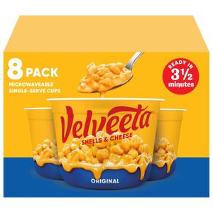 Velveeta Shells & Cheese Original Microwaveable Shell Pasta & Cheese Sauce, 8 ct Box, 2.39 oz Cups (EXP 04/06/26)