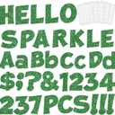 237 Pcs Glitter Bulletin Board Letters, Numbers and Punctuation, Poster Board Letters Alphabet Cut Out Cardboard Letters Accessories for Classroom Display Decorating Supplies 4inch (Green)