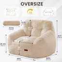 EBENCHICO Giant Bean Bag Chair for Adults, Comfy Oversized Bean Bag Chairs for Teens, Large Beanbag Chair Couch Sofa with Filler,Reading Chair with Pillow for Living Room Bedroom, 46" x 42" x 31.1"