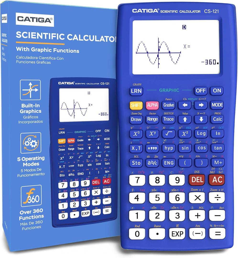 Scientific Calculator with Graphic Functions - Multiple Modes with Intuitive Interface - Perfect for Beginner and Advanced Courses, High School or College (Blue 2.0 1 Pack)