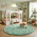 Amdrebio Sage Green Round Rug 6Ft for Living Room Bedroom, Fluffy Furry Circle Rugs for Nursery, Classroom, Baby Kids Room Decor, Cute Shaggy Area Rug for Teen Boys, Fuzzy Plush Light Mint Carpet