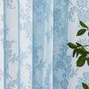 Deeprove Blue Lace Sheer Curtains 72 inches Length 2 Panels Set, Privacy Light Filter Window Treatment Pairs Decoration Florals Drapes for Nursery Boys Bedroom Living Room, Rod Pocket, W57 x L72